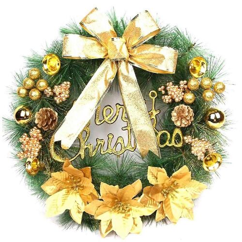 Couronnes de Noël pour porte d'entrée - Couronne de porte de Noël hiver artificiel Noël guirlande Decora