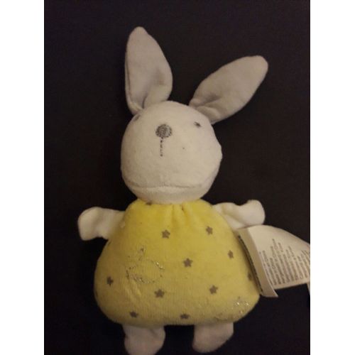 Doudou Lapin Jaune Gris Étoiles Vertbaudet