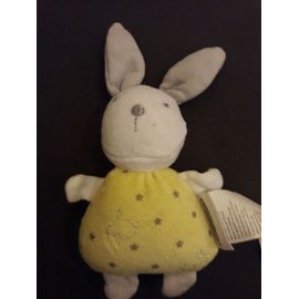 Doudou Lapin Jaune Gris Étoiles Vertbaudet