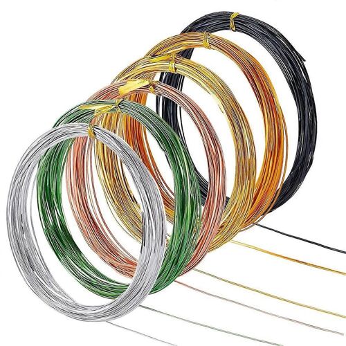 196ft 6 Couleurs Fil D'aluminium Plat, Fil Coloré De 0,5 X 1 Mm Pour L'artisanat De Bricolage Fabrication De Bijoux En Émail Filiforme, 32,81 Pieds / Rouleau