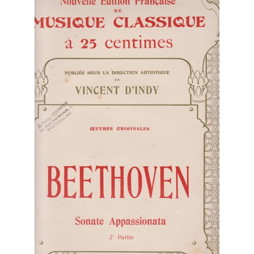 Beethoven Sonate Appassionnata 2° Partie . Vincent D Indy