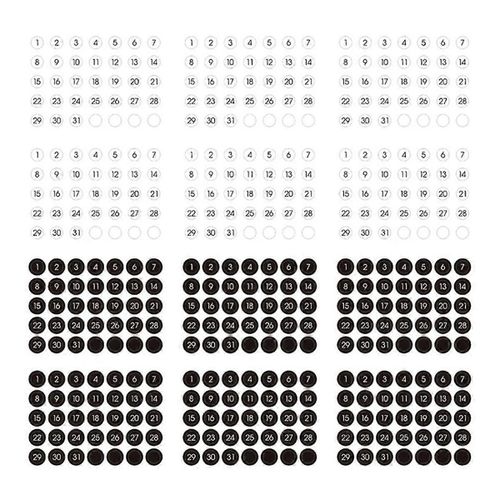 12 Pcs Coloré Numéro Rond Date Autocollant Journal Cahier Étiquette Autocollants Papeterie Enveloppe Sealin