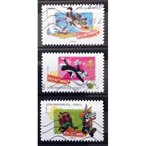 France - Looney Tunes - Coyote Et Bip-Bip ( N° 268) + Titi Et Grosminet ( N° 269) + Bugs Bunny Et Daffy Duck ( N° 270) Obl - Année 2009 - N13502