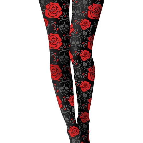 Paire De Collants Catrina Squelettes Roses Femme