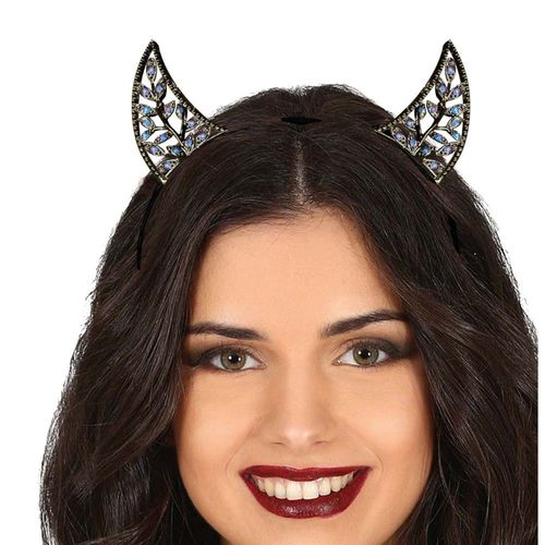 Serre-Tête Cornes De Diable Branche Strass Adulte
