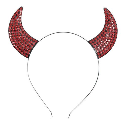 Serre-Tête Cornes De Diable Strass Rouge Adulte