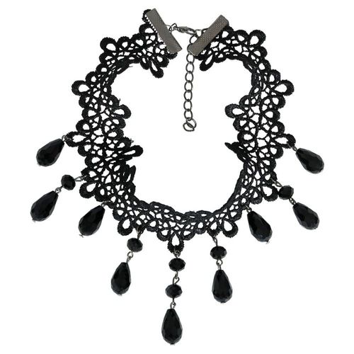Collier Ras-De-Cou Pierres Noires Femme