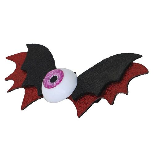 2 Barrettes Chauve-Souris Il 10cm Rouge Noir