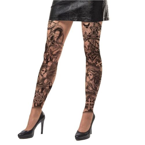 Paire De Collants Tatouages Sataniques Femme