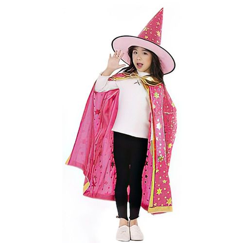 Déguisement Sorcier Cape Chapeau Rose Enfant