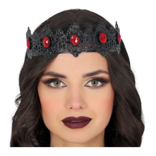Diadème Métal Rubis Factice Reine Noire Femme