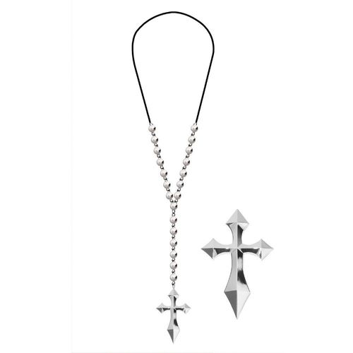 Collier Métal Pendentif Croix Gothique Argent