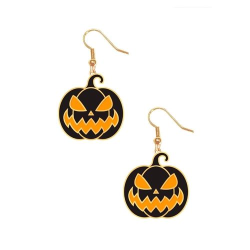 Boucles Oreilles Pendentif Citrouille Noir Femme