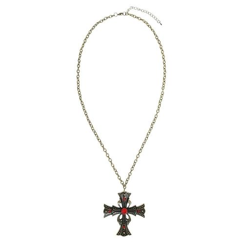 Collier Chaine Pendentif Croix Gothique Noir 6cm