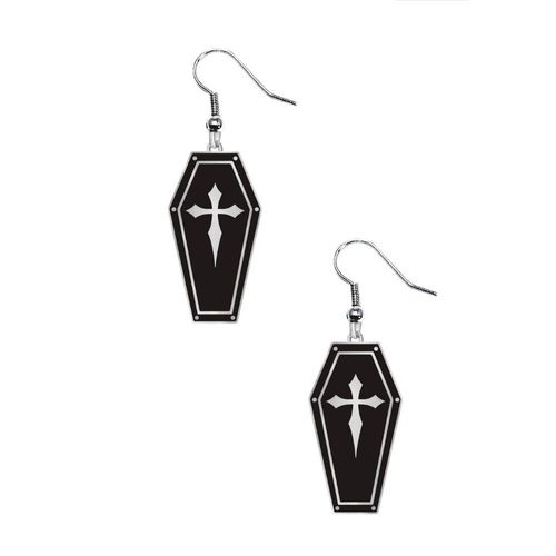 Boucles Oreilles Pendentif Cercueil Noir Femme