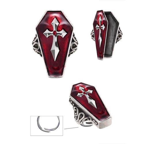 Bague Métal Cercueil Croix Gothique Adulte
