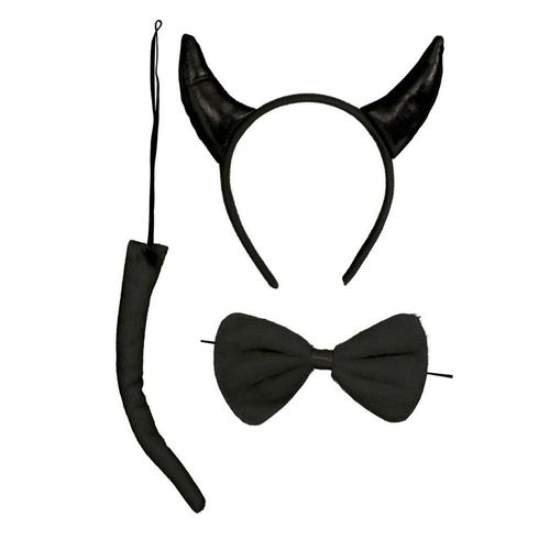 3 Accessoires Déguisement Démon Noir Élégant