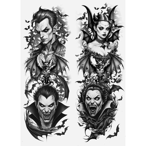 Paire De Collants Tatouages Vampire Femme