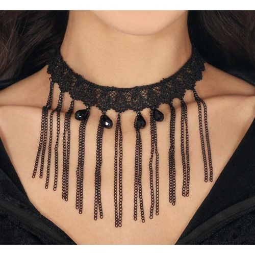 Collier Ras-De-Cou Chaine Dentelle Gothique Femme