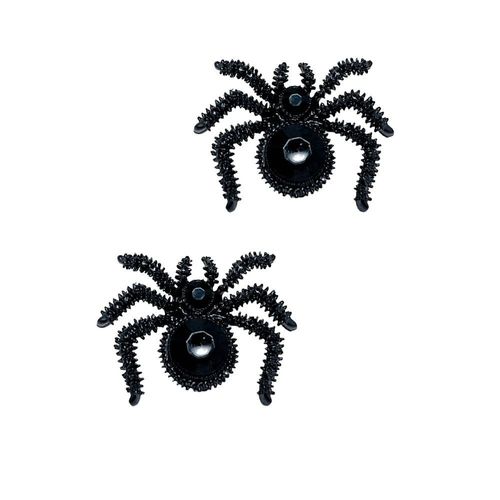 Boucles Oreilles Pendentif Spider Poil Noir Femme