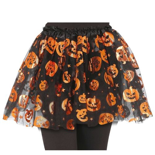 Tutu Tulle Citrouille Halloween 30cm Orange Fille