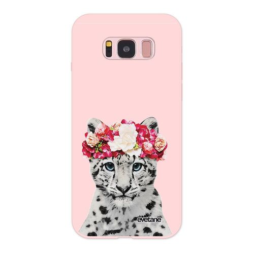 Coque Samsung Galaxy S8 Silicone Liquide Douce Rose Pâle Leopard Couronne Ecriture Tendance Et Design Evetane