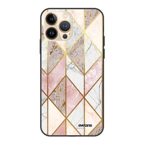 Coque Iphone 13 Pro Coque Soft Touch Glossy Marbre Rose Losange Design Evetane