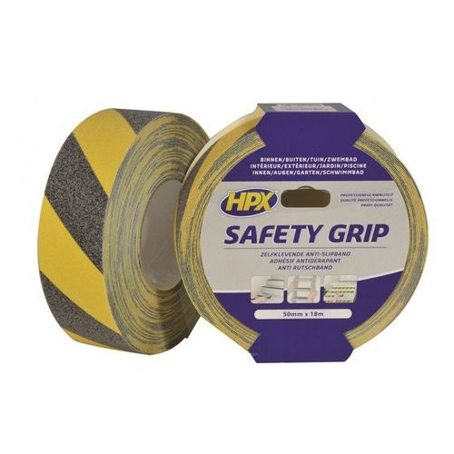 RUBAN ANTI DÉRAPANT - NOIR/JAUNE 50 MM X 18 MÉTRES