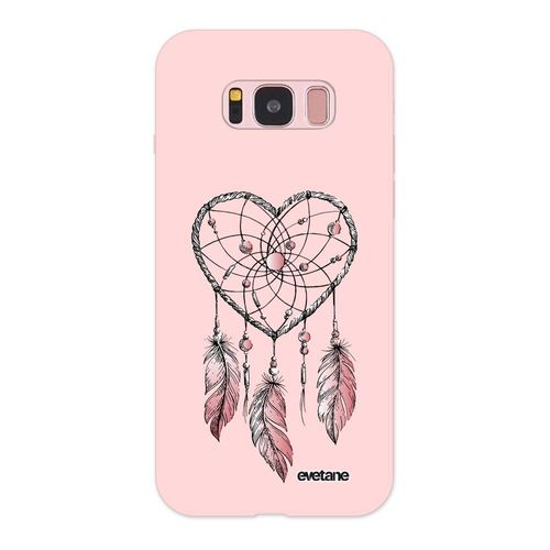 Coque Samsung Galaxy S8 Silicone Liquide Douce Rose Pâle Attrape Coeur Ecriture Tendance Et Design Evetane