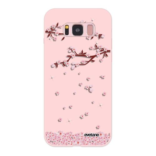 Coque Samsung Galaxy S8 Silicone Liquide Douce Rose Pâle Chute De Fleurs Ecriture Tendance Et Design Evetane
