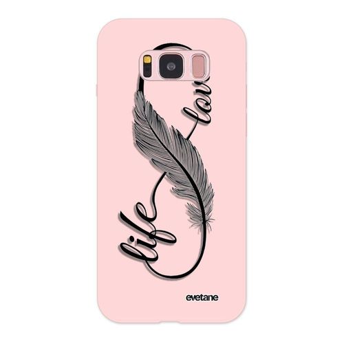 Coque Samsung Galaxy S8 Silicone Liquide Douce Rose Pâle Love Life Ecriture Tendance Et Design Evetane