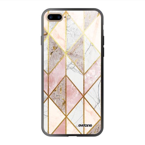 Coque iPhone 7 Plus/ 8 Plus Coque Soft Touch Glossy Marbre Rose Losange Design Evetane