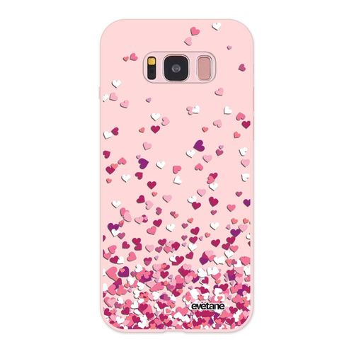 Coque Samsung Galaxy S8 Silicone Liquide Douce Rose Pâle Confettis De Coeur Ecriture Tendance Et Design Evetane