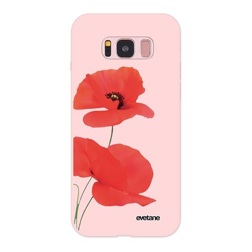 Coque Samsung Galaxy S8 Silicone Liquide Douce Rose Pâle Coquelicot Ecriture Tendance Et Design Evetane