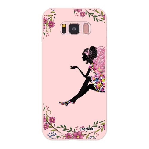 Coque Samsung Galaxy S8 Silicone Liquide Douce Rose Pâle Fée Fleurale Ecriture Tendance Et Design Evetane