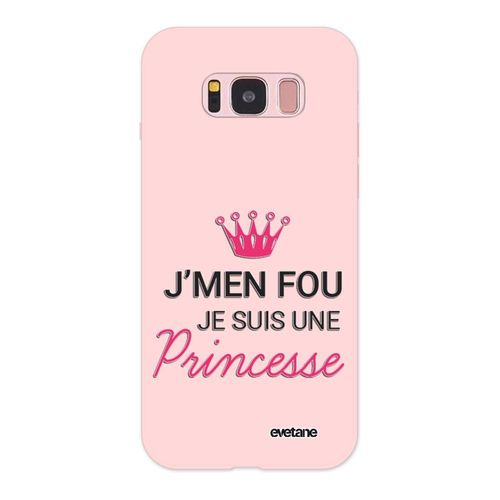 Coque Samsung Galaxy S8 Silicone Liquide Douce Rose Pâle Je Suis Une Princesse Ecriture Tendance Et Design Evetane