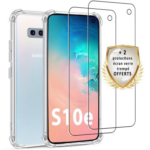 Coque Samsung Galaxy S10e Antichoc Silicone + 2 Vitres en verre trempé Protection écran - Evetane