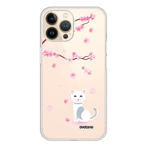 Coque Iphone 13 Pro 360 Intégrale Transparente Chat Et Fleurs Tendance Evetane.