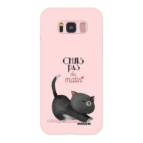 Coque Samsung Galaxy S8 Silicone Liquide Douce Rose Pâle Chuis Pas Du Matin Ecriture Tendance Et Design Evetane