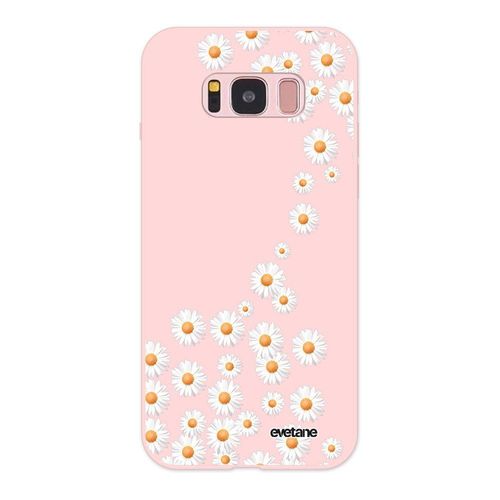 Coque Samsung Galaxy S8 Silicone Liquide Douce Rose Pâle Marguerite Ecriture Tendance Et Design Evetane