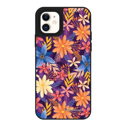 Coque Iphone 12 Mini Miroir Fleurs Violettes Et Oranges Design La Coque Francaise.