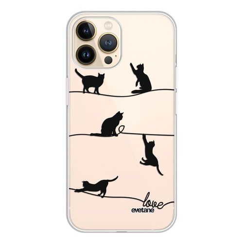 Coque Iphone 13 Pro 360 Intégrale Transparente Chat Lignes Tendance Evetane.