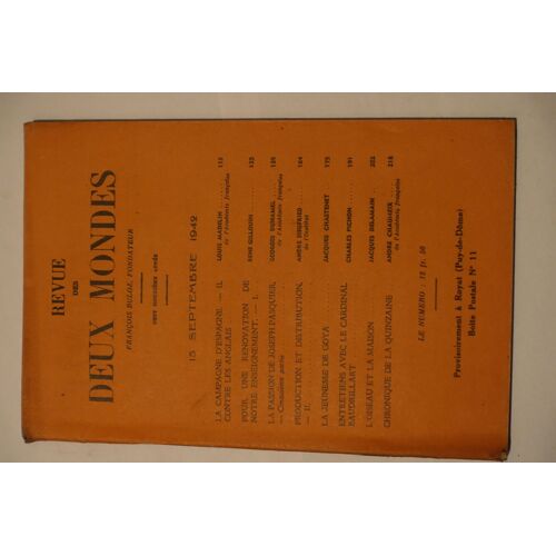 Revue Des Deux Mondes - 15 Septembre 1942