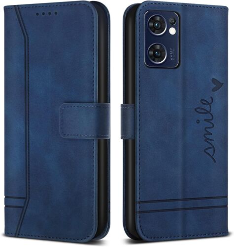 Coque Pour Oppo Find X5 Lite, Etui Cuir Avec Magnetique, Flip Pochette Housse Pour Oppo Find X5 Lite Protection, Bleu