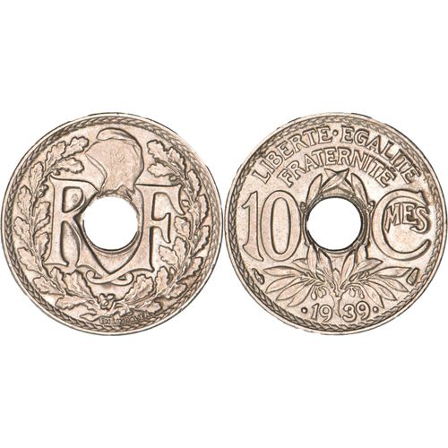 France - 1939 - 10 Centimes Lindauer - Point Avant Et Après La Date - 02-104