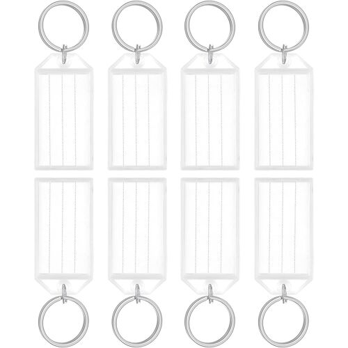 Porte Clés Porte Clef en Plastique avec Étiquettes en Papier Vierge Lignées Couvercles Transparents et Anneaux Fendus Identificateurs d'articles Robustes (Rectangle(40 Pcs))