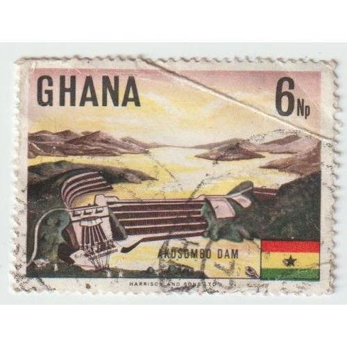 Timbre Oblitéré Akosombo Dam,Ghana,6np