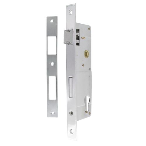 Serrure de portail à larder inox trou cylindre I axe 35mm + gâche