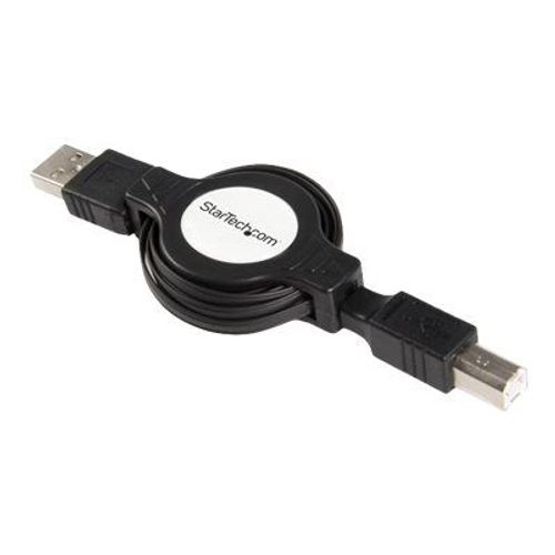 StarTech.com Retractable USB 2.0 Cable A to B - Câble USB - USB (M) pour USB type B (M) - USB 2.0 - rétractable - noir
