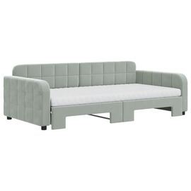 Prolenta Premium - Lit De Jour Et Gigogne Et Matelas Gris Clair 100x200 Cm Velours